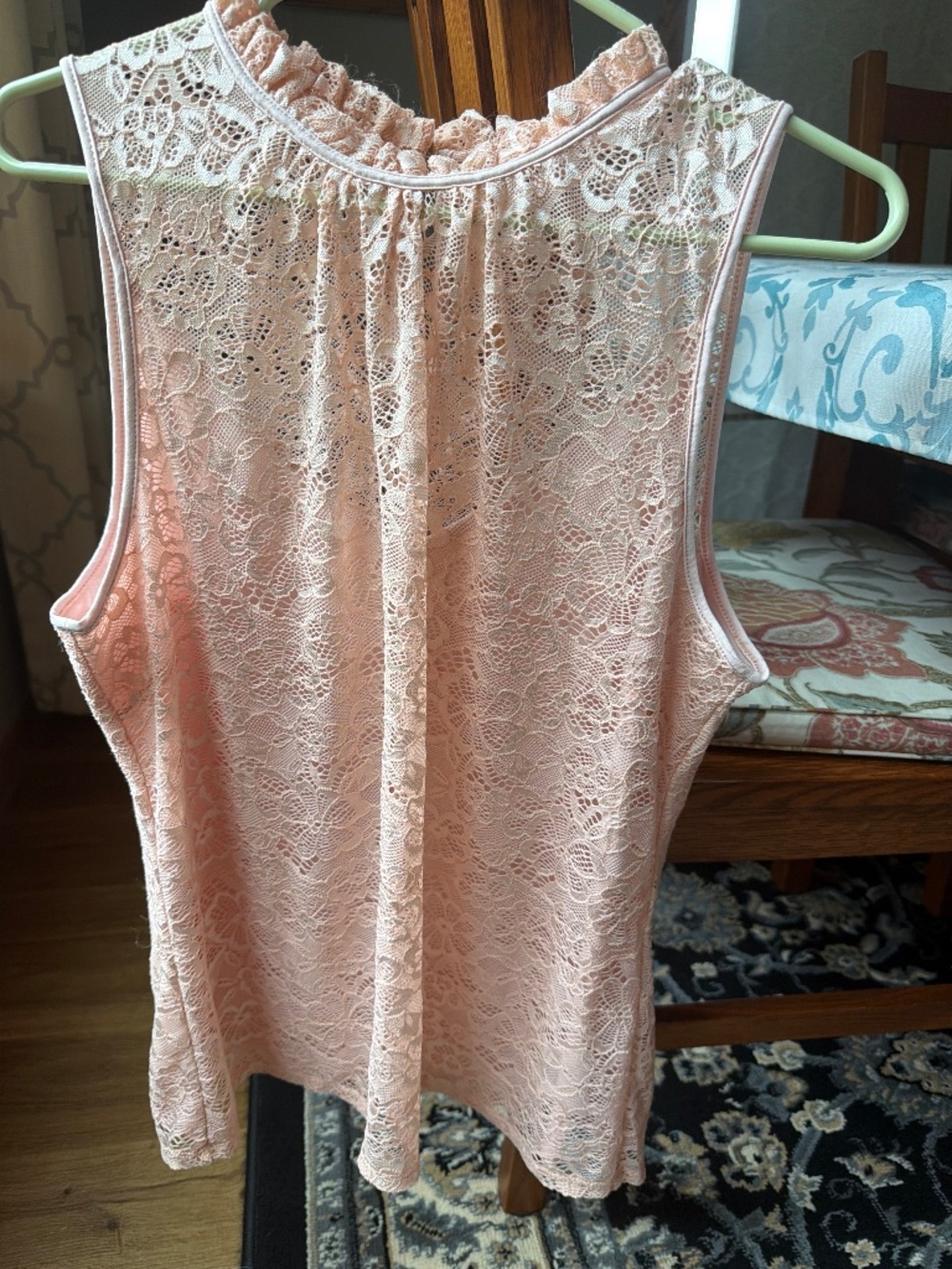 Adorable peach colored fully lined lace tank